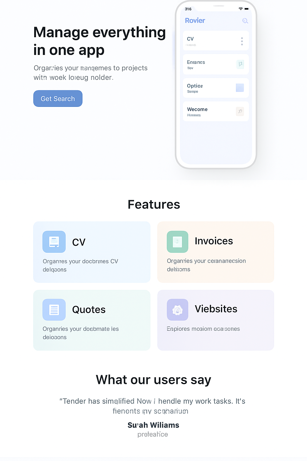 Tender app on smartphone